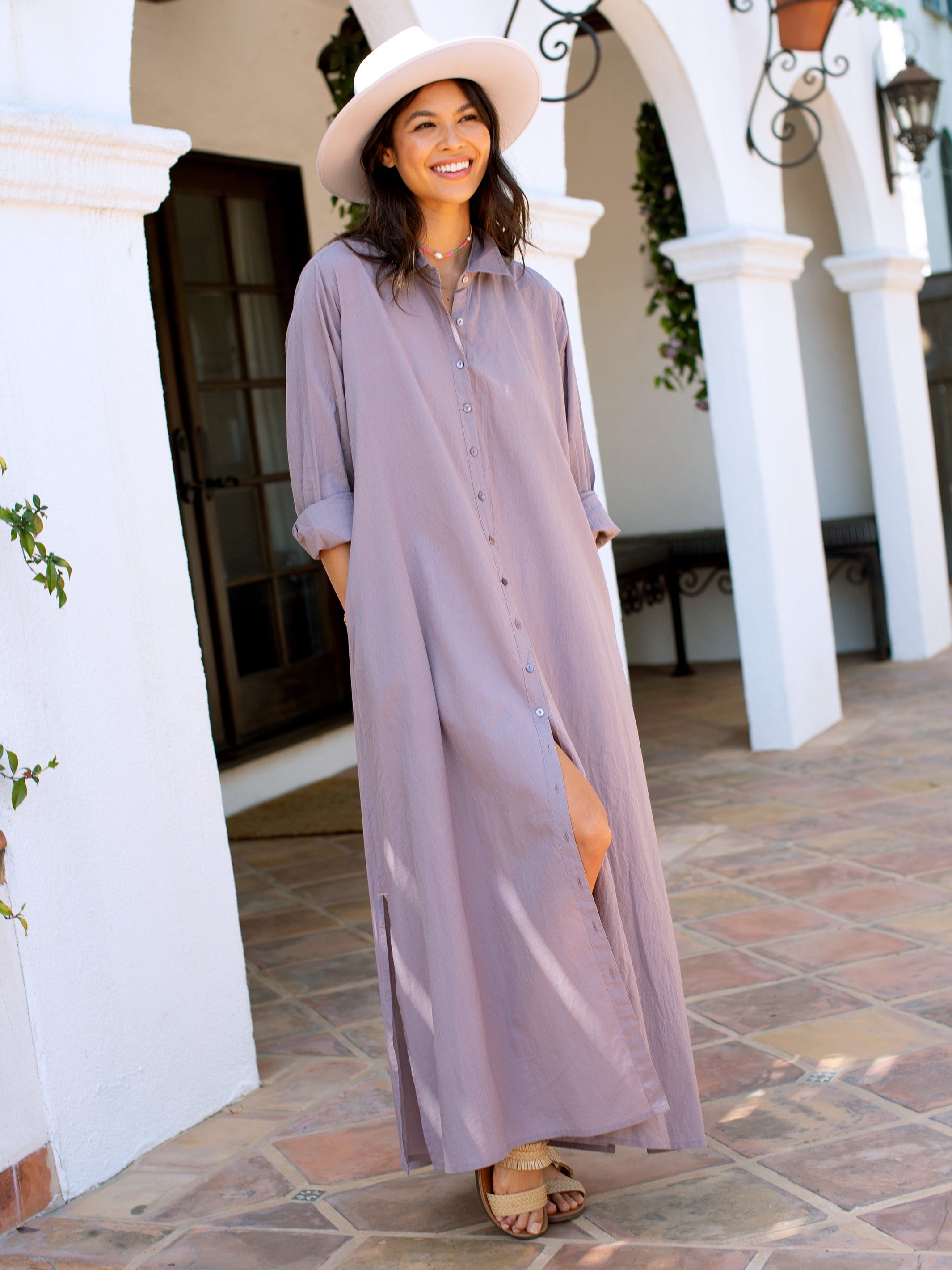 Drew Cotton Shirt Dress - Greylac sold by NATURAL LIFE