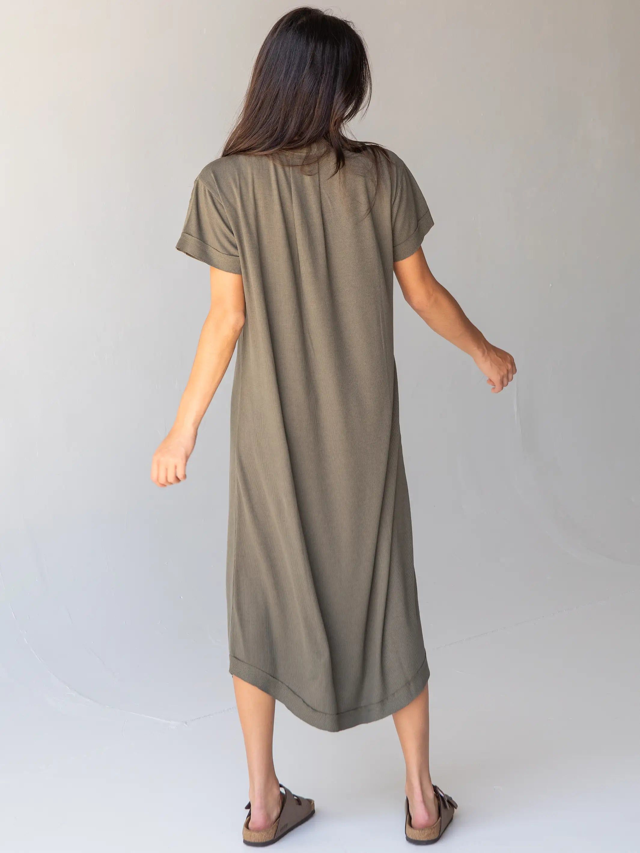 Stephanie Ribbed Knit Midi Dress - Olive sold by NATURAL LIFE product image thumbnail 3