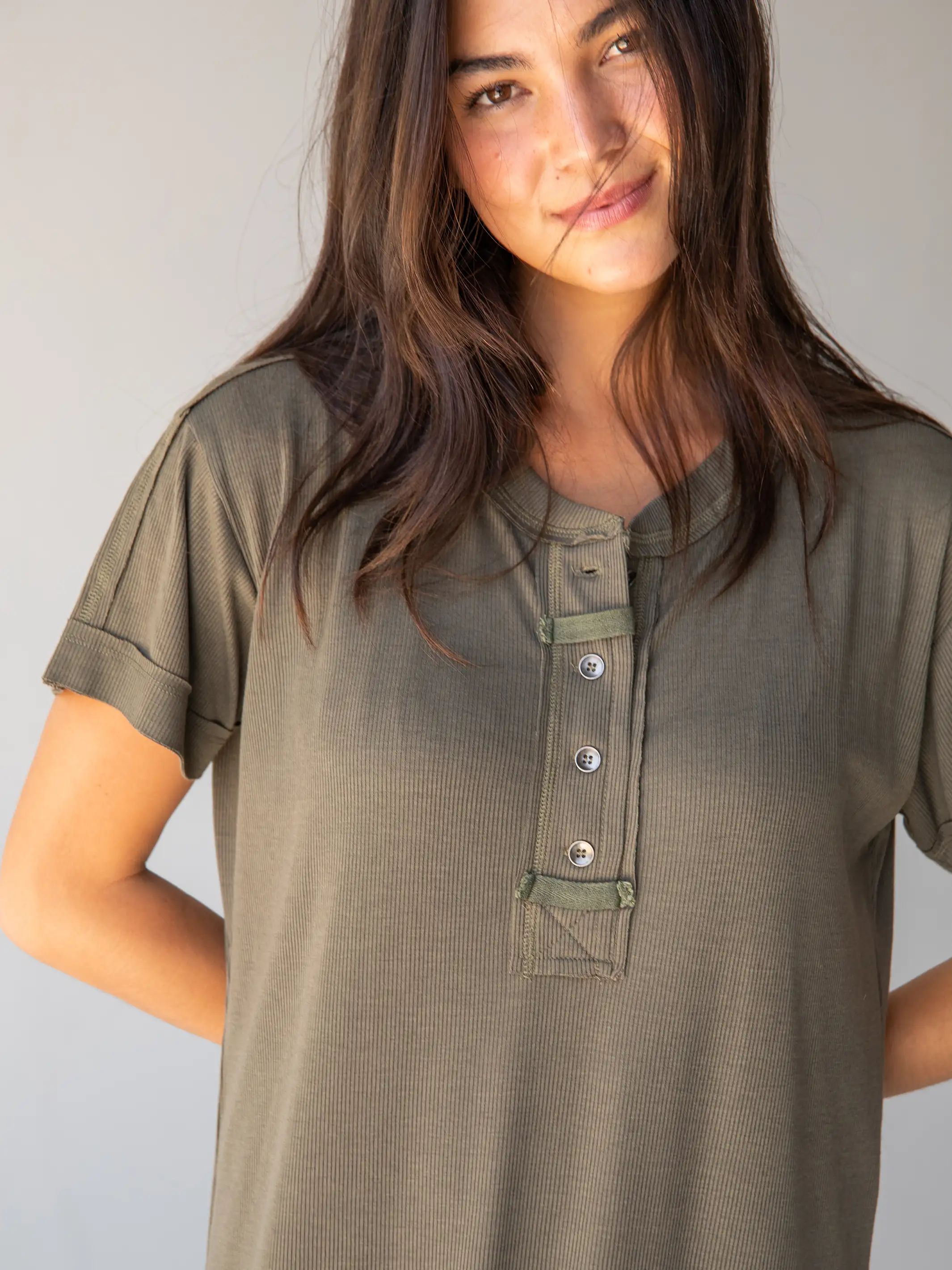 Stephanie Ribbed Knit Midi Dress - Olive sold by NATURAL LIFE