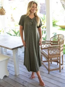 Stephanie Ribbed Knit Maxi Dress - Olive sold by NATURAL LIFE