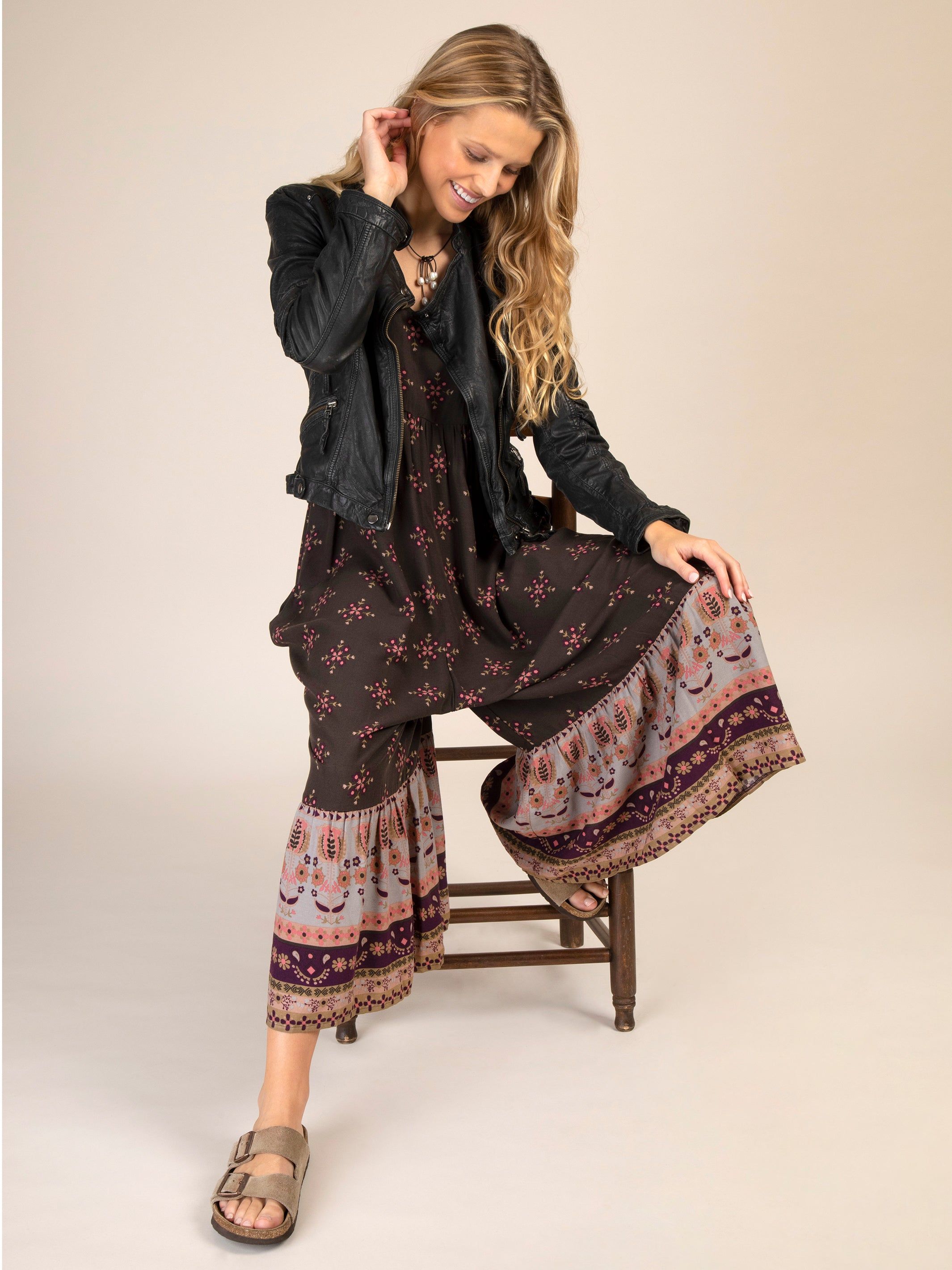 Jamie V-Neck Jumpsuit - Mocha Tulip sold by NATURAL LIFE