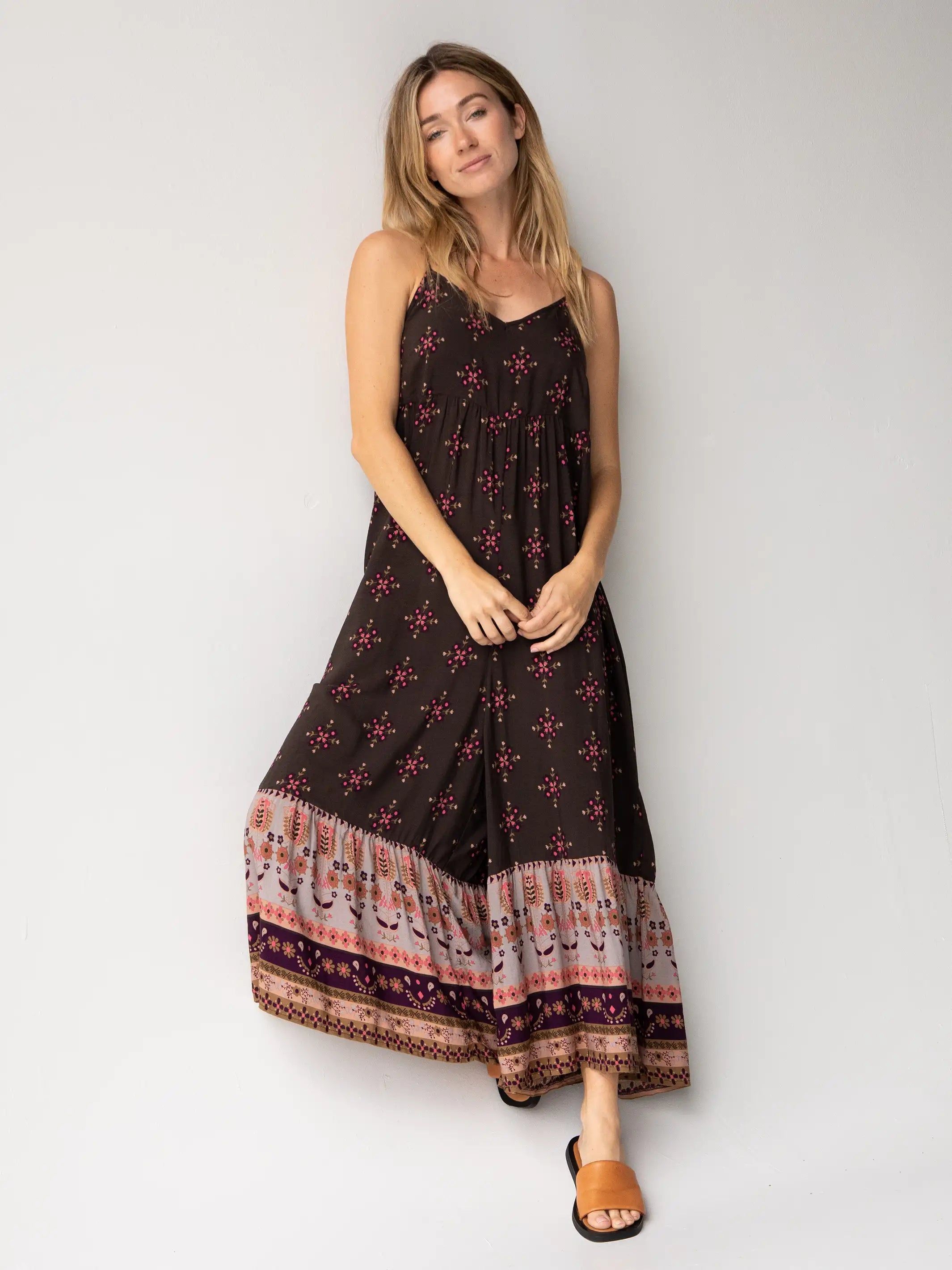 Jamie V-Neck Jumpsuit - Mocha Tulip sold by NATURAL LIFE product image thumbnail 2