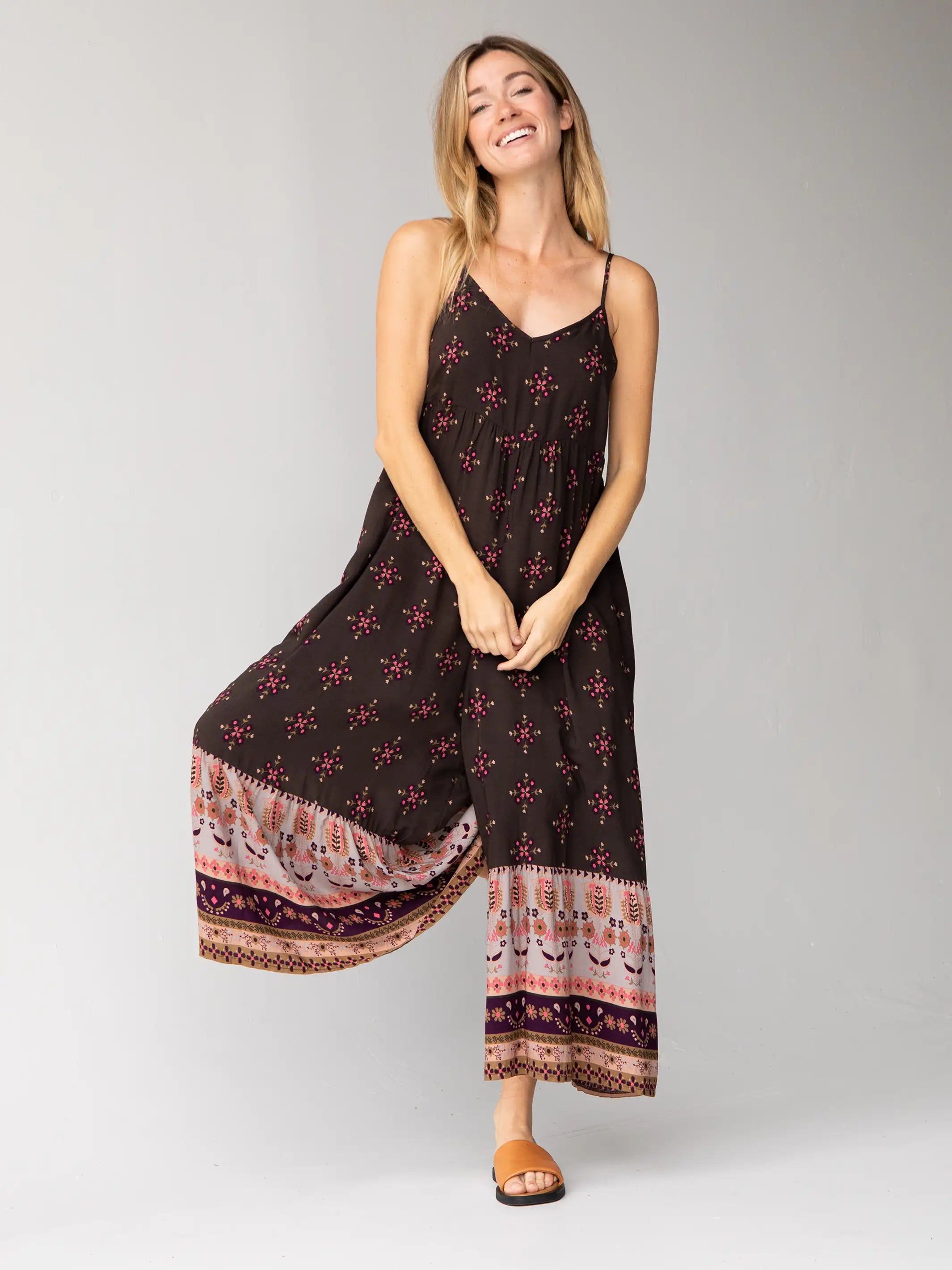 Jamie V-Neck Jumpsuit - Mocha Tulip sold by NATURAL LIFE product image thumbnail 5