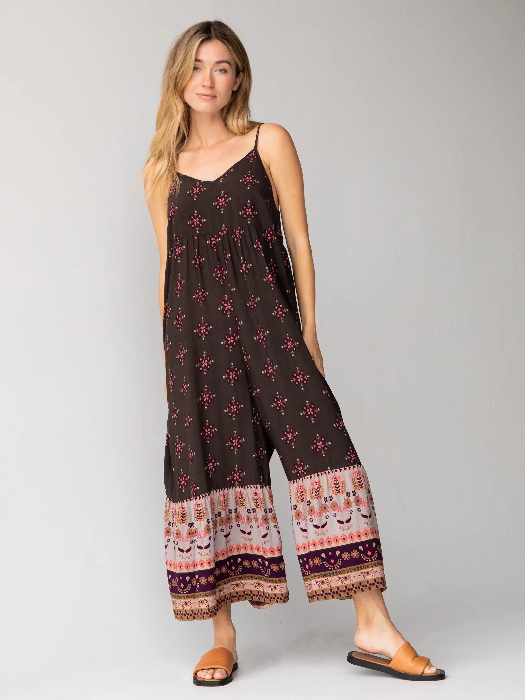 Jamie V-Neck Jumpsuit - Mocha Tulip sold by NATURAL LIFE product image thumbnail 4