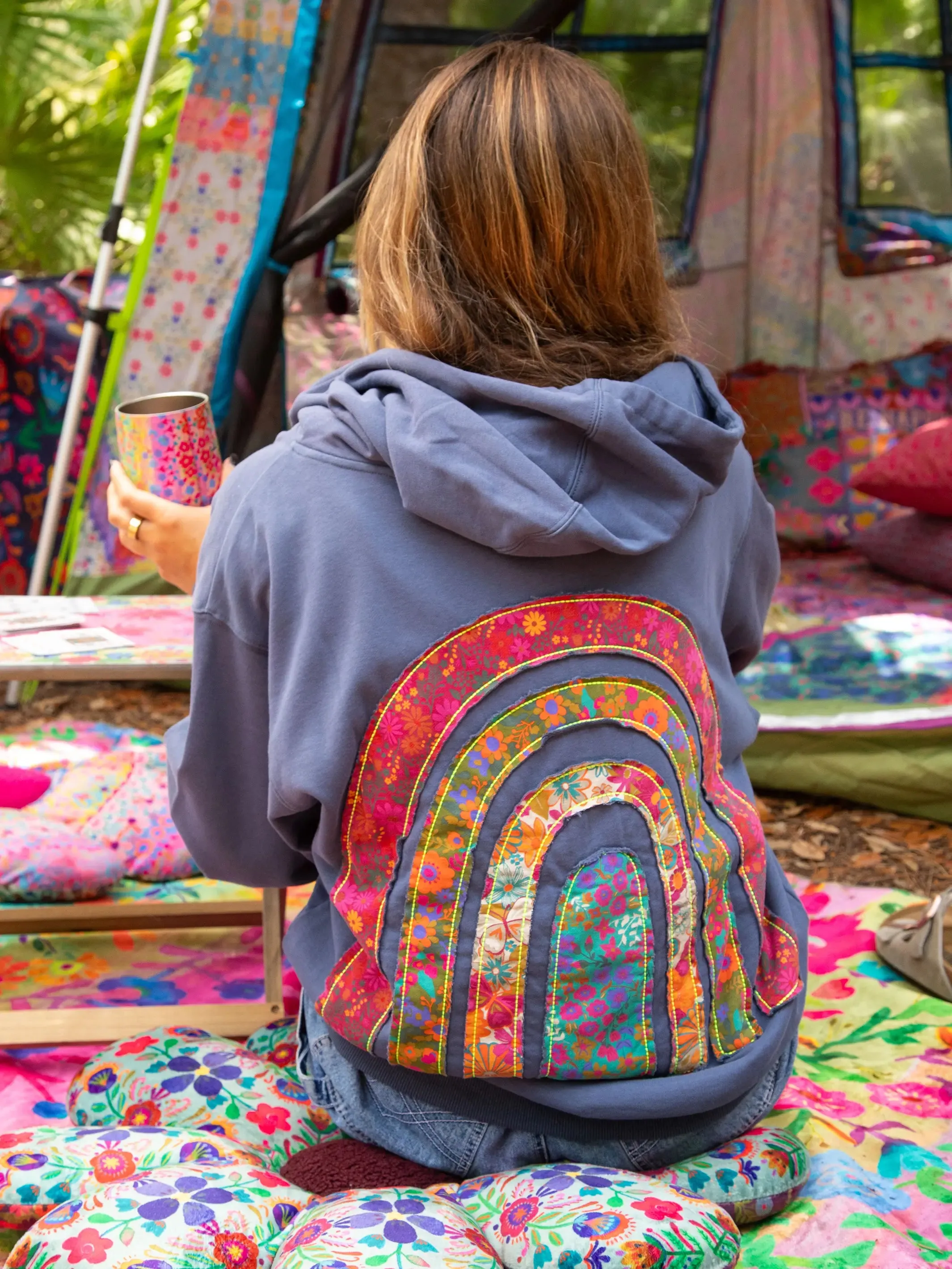 Applique Zip-Up Hoodie - Navy Rainbow sold by NATURAL LIFE