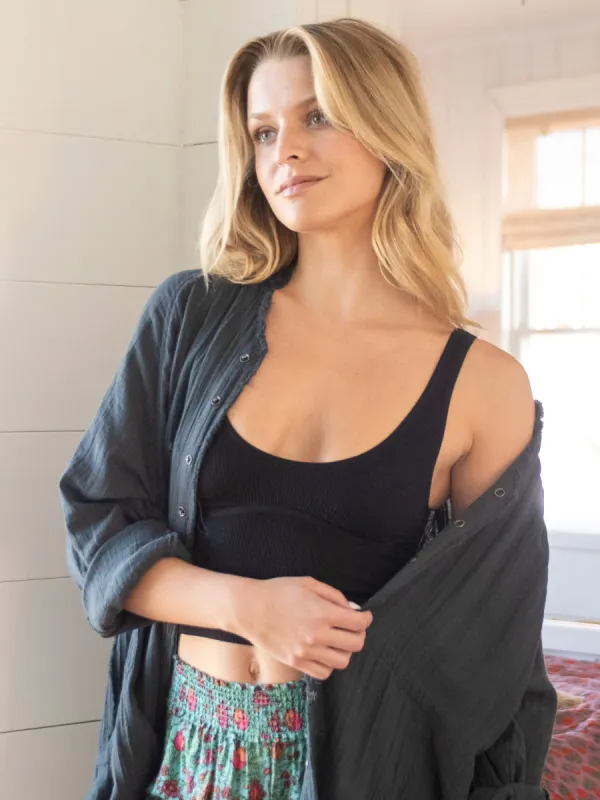 Enjoy The Moment Ribbed Tank - Black sold by NATURAL LIFE