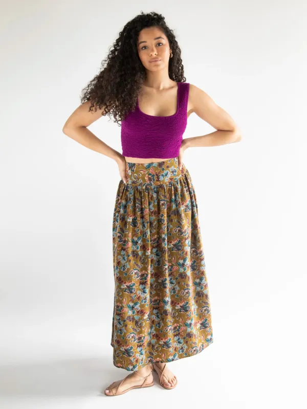 Lisa Maxi Skirt - Olive Floral sold by NATURAL LIFE