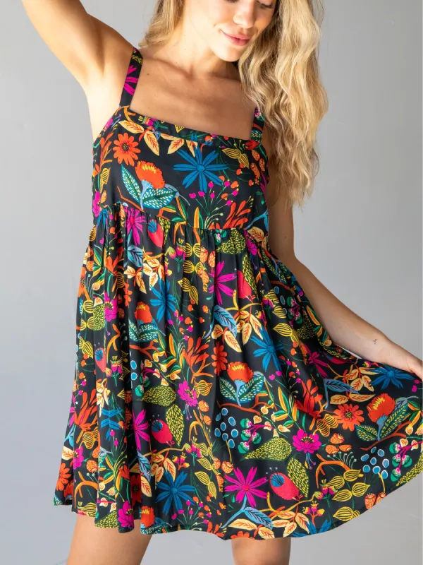 Patti Mini Dress - Black Neon Floral sold by NATURAL LIFE