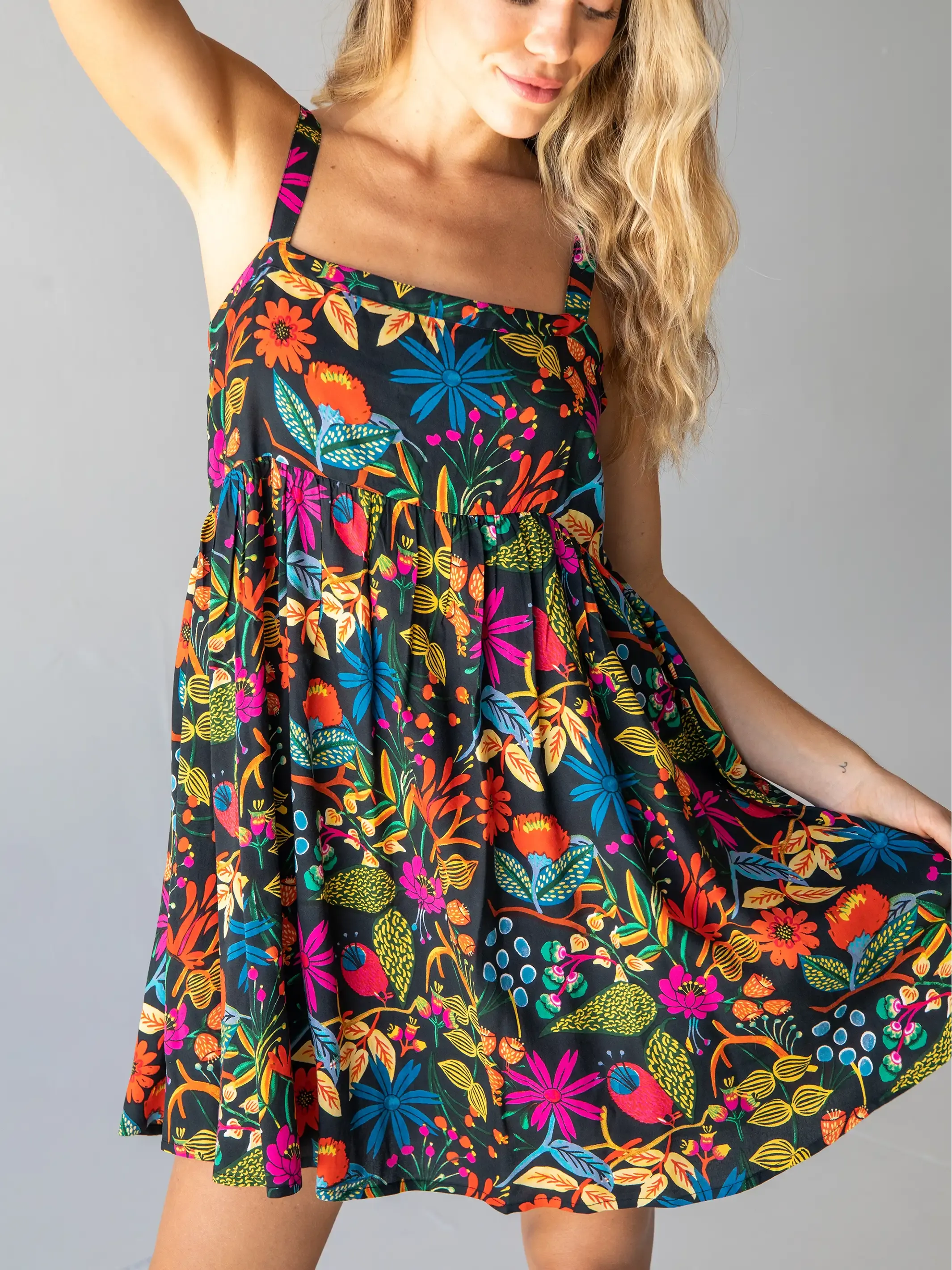 Patti Dress - Black Neon Floral sold by NATURAL LIFE