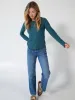 Lily Knit Cotton Long Sleeve Tee Shirt - Teal sold by NATURAL LIFE
