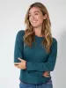 Lily Knit Cotton Long Sleeve Tee Shirt - Teal sold by NATURAL LIFE