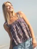Kate Pleated Tank Top - Red Blue Floral sold by NATURAL LIFE