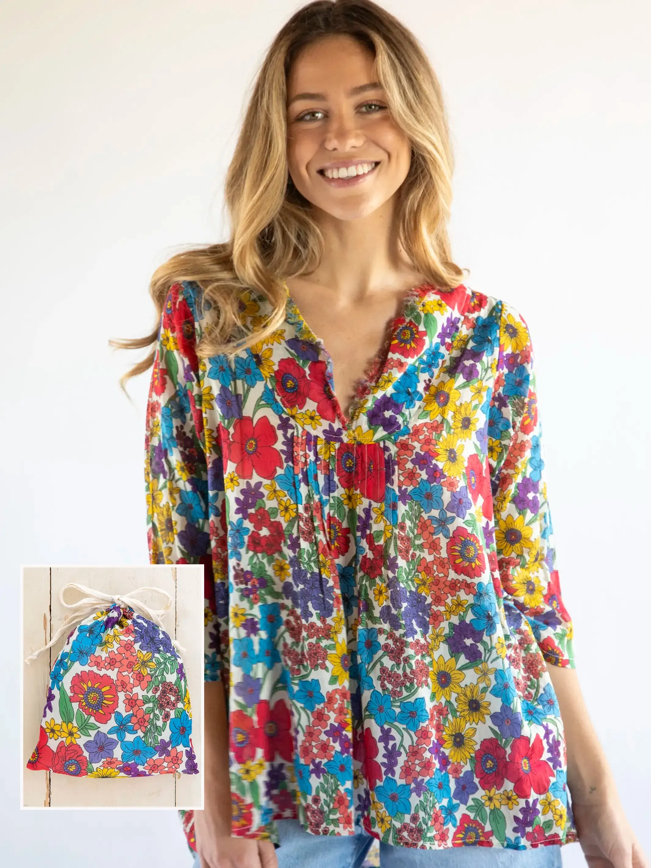 Tunic-In-A-Bag - Red Yellow Blue Floral sold by NATURAL LIFE
