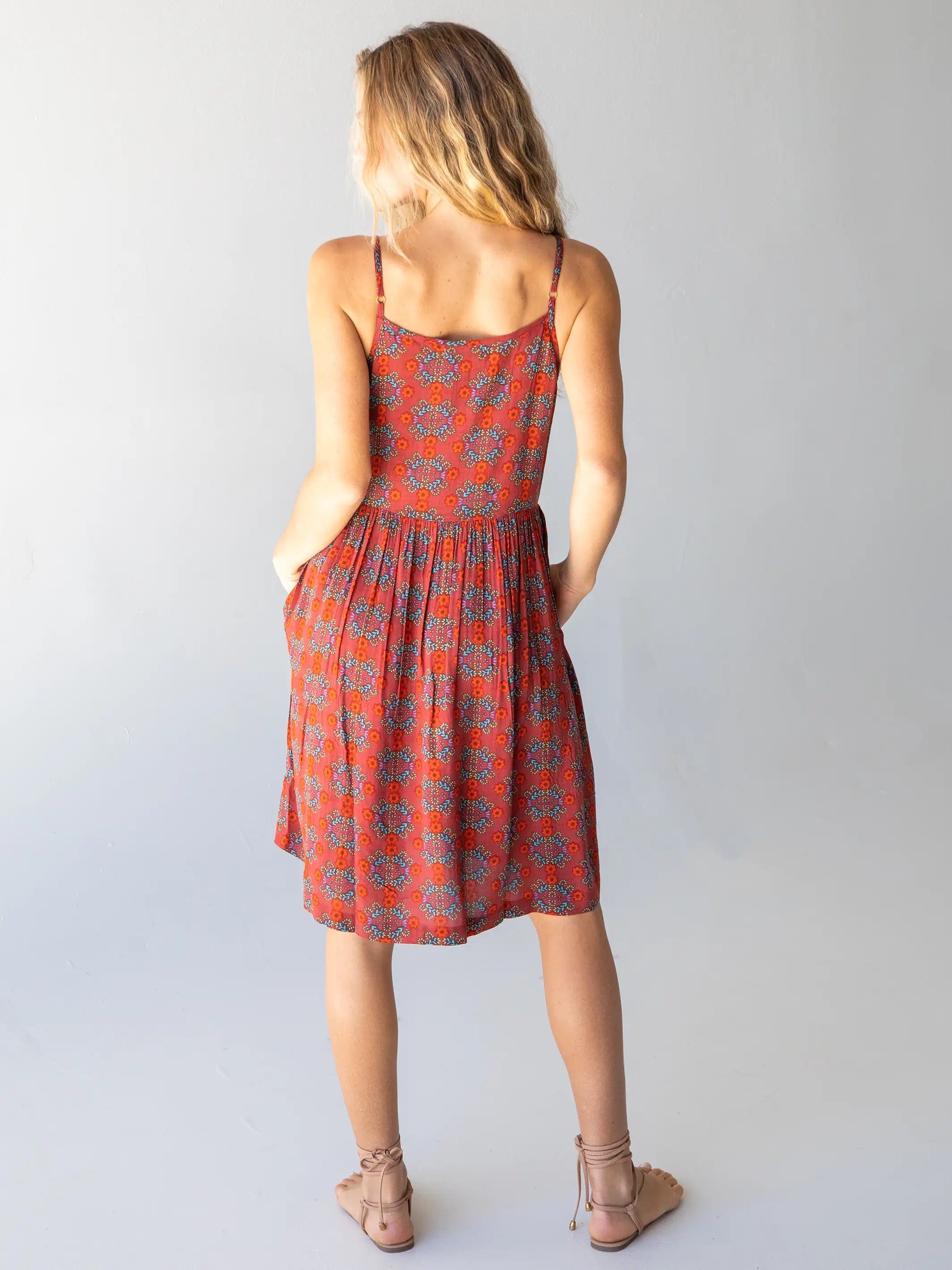 Embroidered Sara Dress - Red Wreath sold by NATURAL LIFE product image thumbnail 4