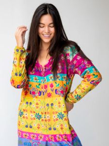 Fleece Onesie Pajamas - Magenta Floral Border sold by NATURAL LIFE