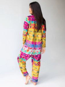 Fleece Onesie Pajamas - Taupe Floral Border sold by NATURAL LIFE
