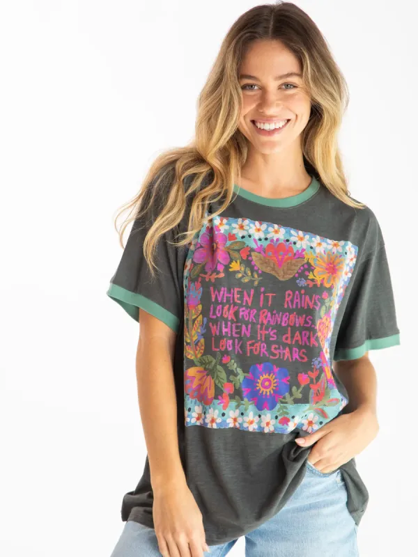 Ringer Oversized Tee Shirt - When It Rains sold by NATURAL LIFE