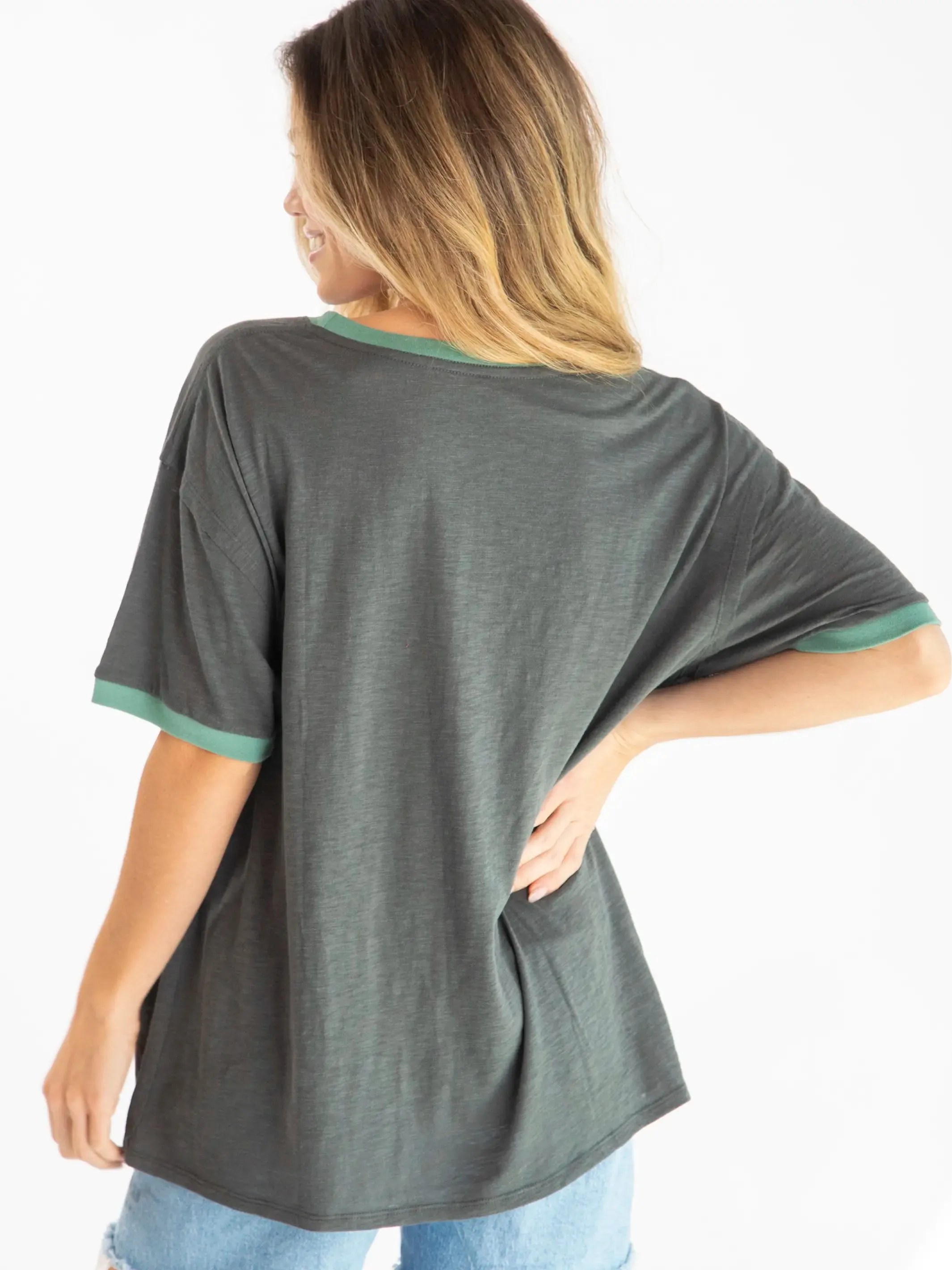 Ringer Oversized Tee Shirt - When It Rains sold by NATURAL LIFE product image thumbnail 2