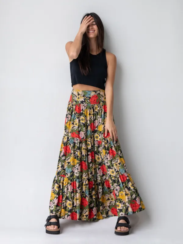Hanna Convertible Maxi Skirt - Black Red Poppy sold by NATURAL LIFE