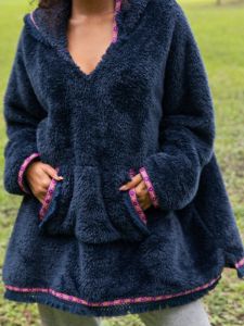 Oversized Blanket Hoodie - Navy Pink sold by NATURAL LIFE