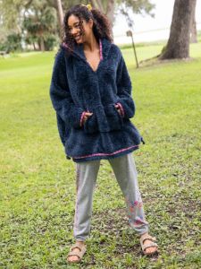 Oversized Blanket Hoodie - Navy Pink sold by NATURAL LIFE