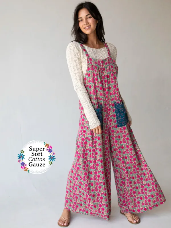 Dakota Tie Overall - Pink Puff Floral sold by NATURAL LIFE