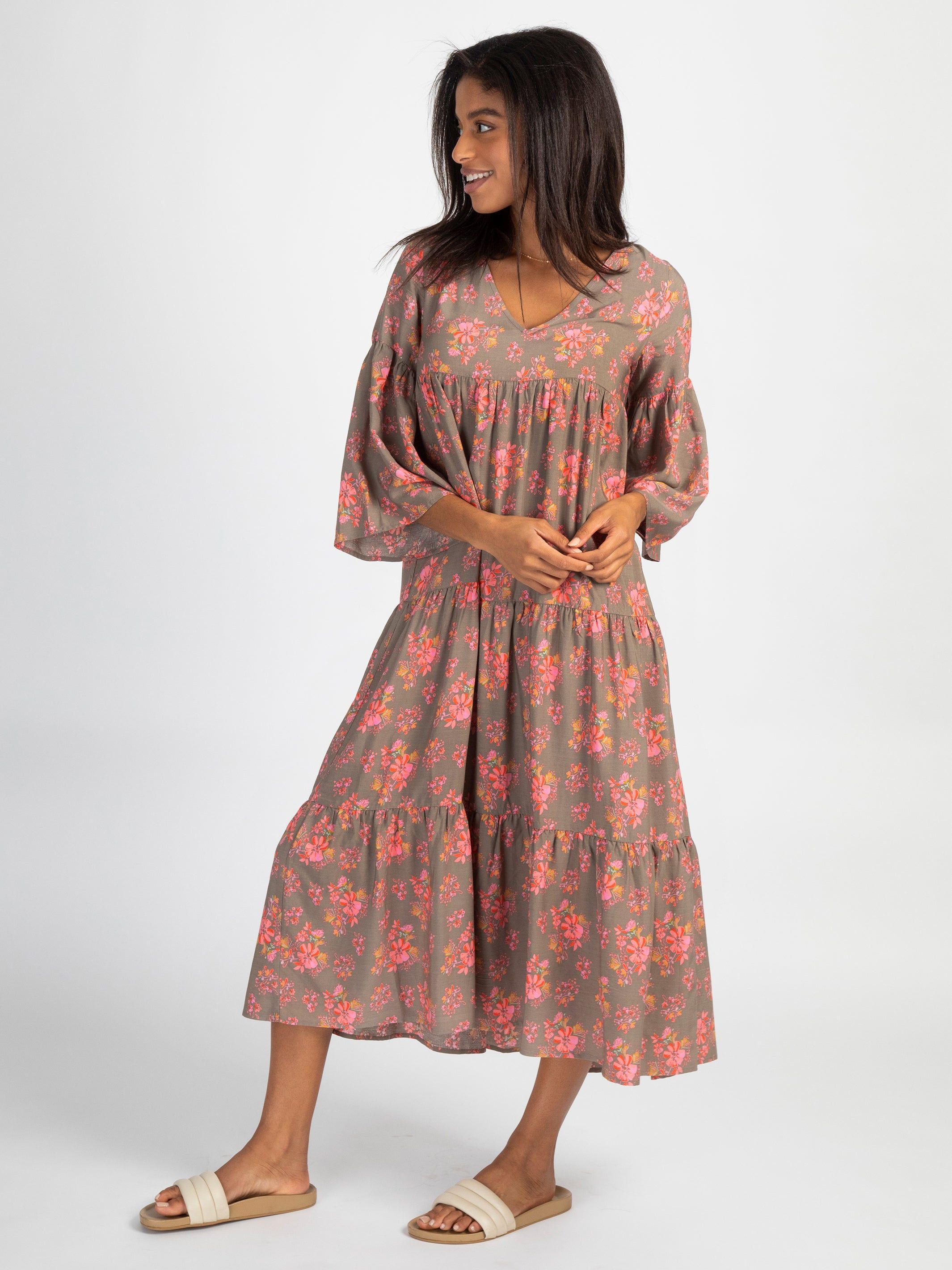 Charlotte Midi Dress - Coral Floral sold by NATURAL LIFE product image thumbnail 3