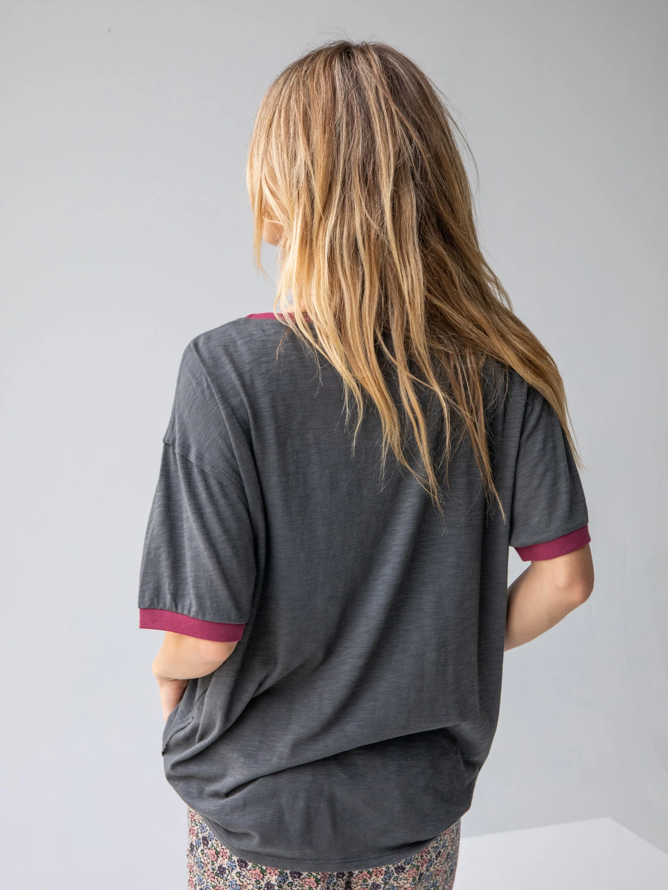 Ringer Oversized Tee Shirt - Let's Just Go sold by NATURAL LIFE product image thumbnail 3