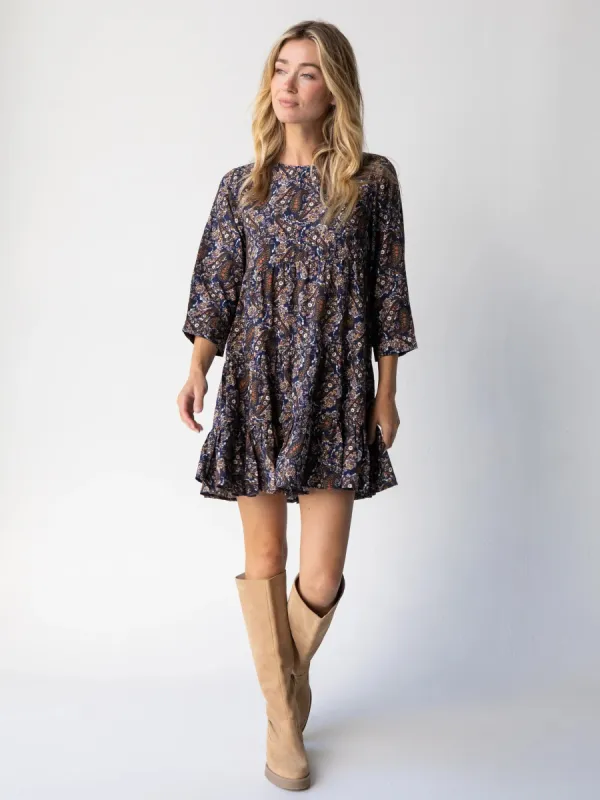 Heidi Mini Dress - Navy Paisley sold by NATURAL LIFE