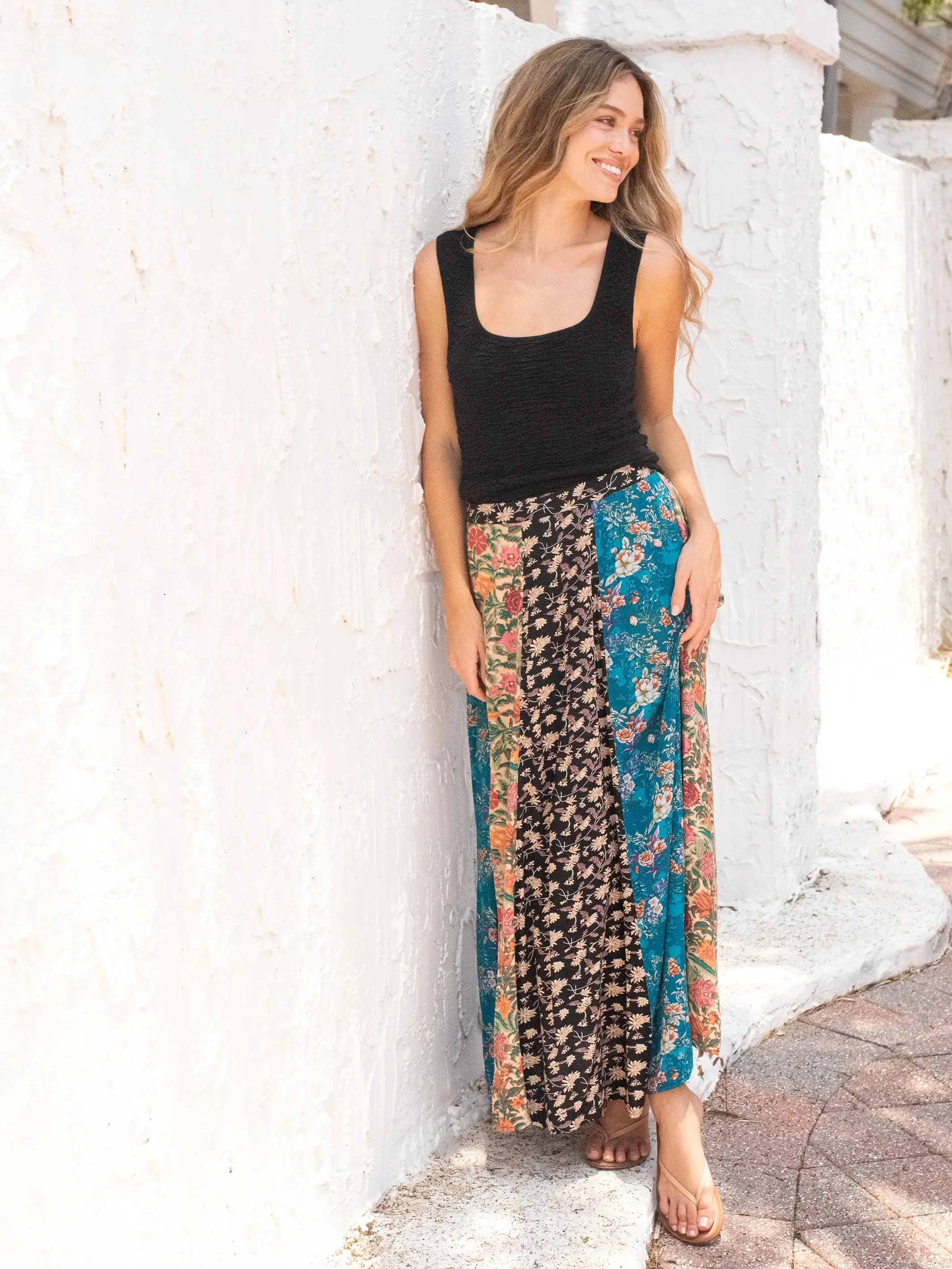 Valentina Maxi Skirt - Turquoise Mixed Print sold by NATURAL LIFE product image thumbnail 3