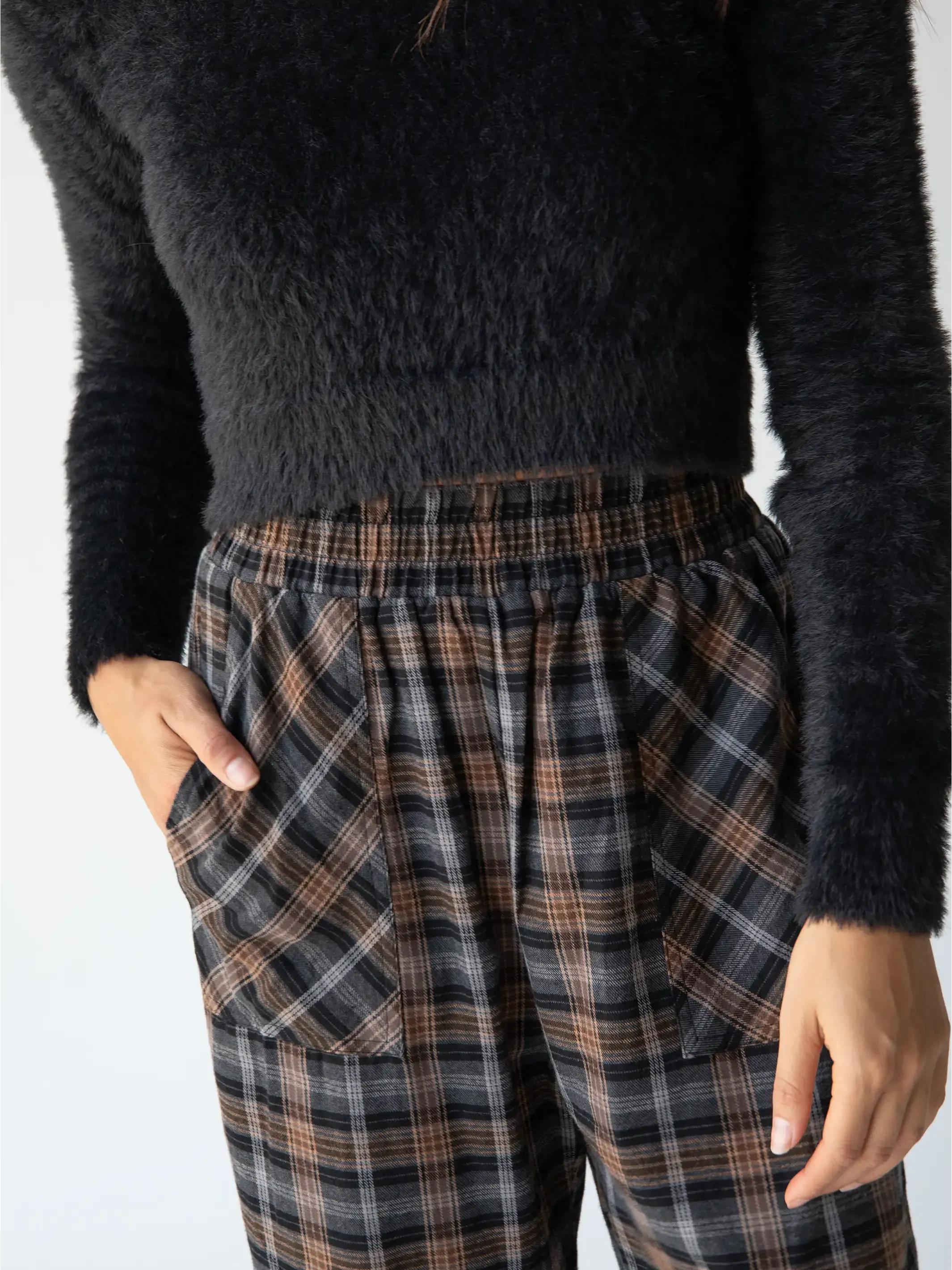 Beckett Flannel Pant - Brown Grey Plaid sold by NATURAL LIFE product image thumbnail 2