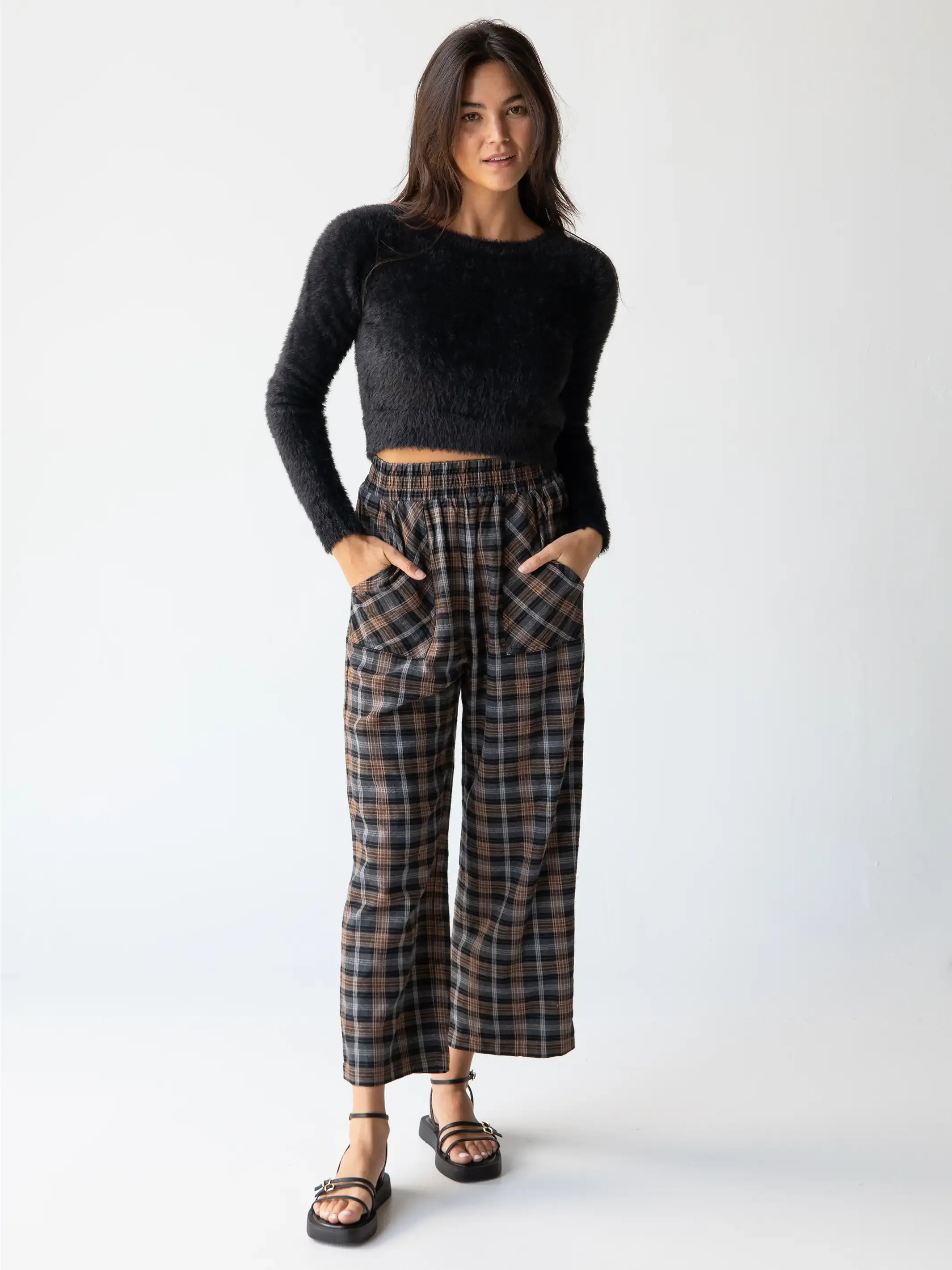 Beckett Flannel Pant - Brown Grey Plaid sold by NATURAL LIFE