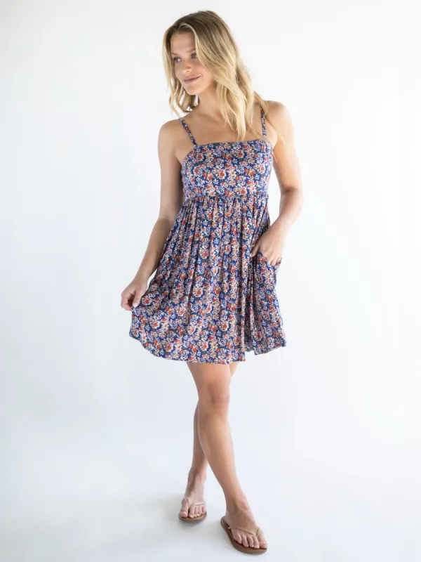 Bailey Mini Dress - Blue Red Floral sold by NATURAL LIFE