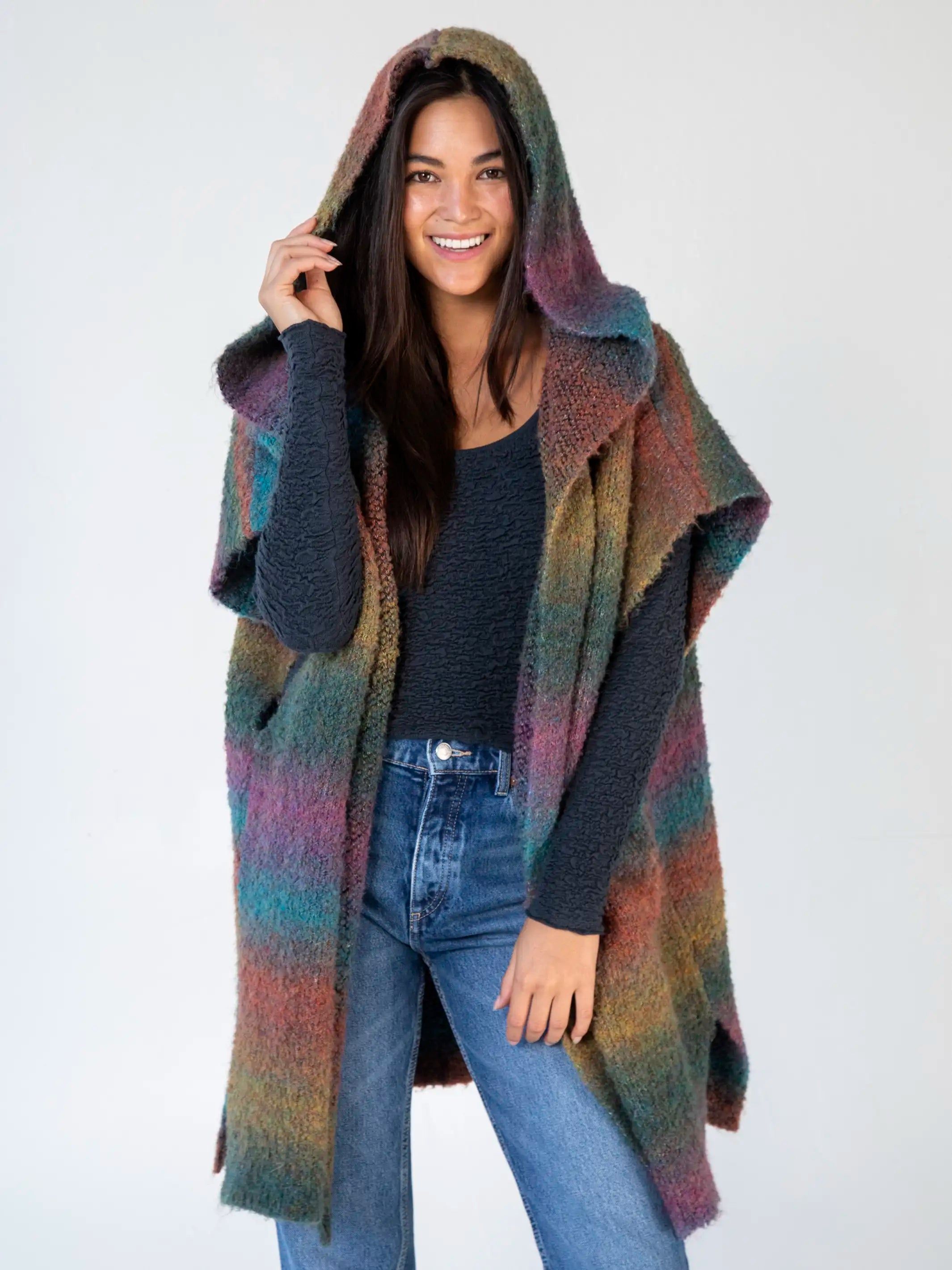 Ombre Sweater Poncho - Teal sold by NATURAL LIFE product image thumbnail 3
