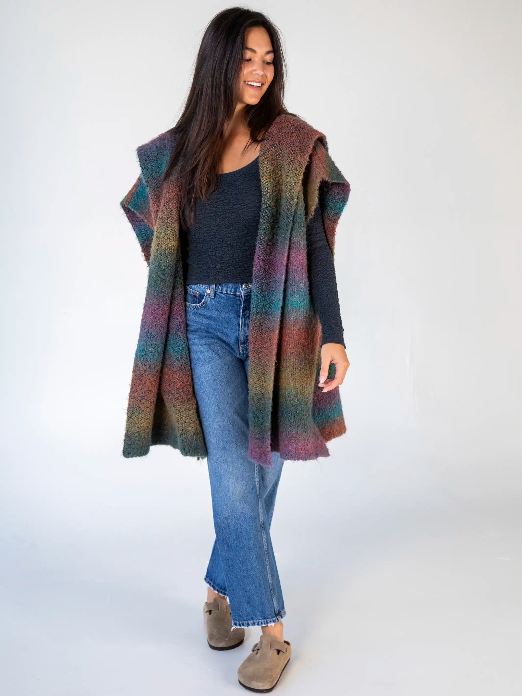 Ombre Sweater Poncho - Teal sold by NATURAL LIFE product image thumbnail 4