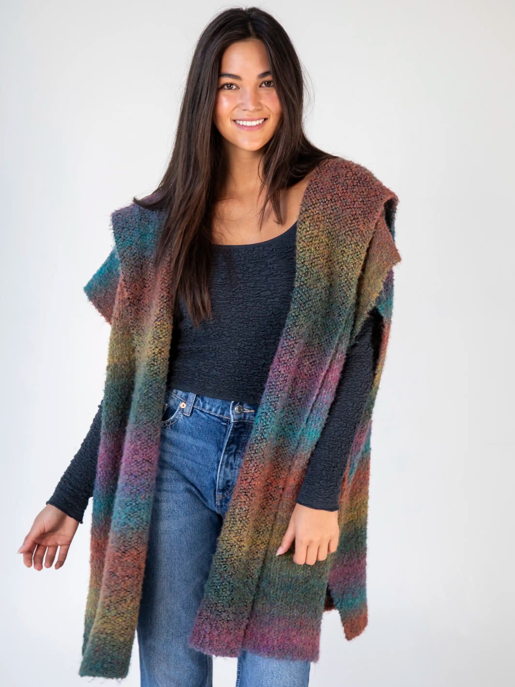 Ombre Sweater Poncho - Teal sold by NATURAL LIFE