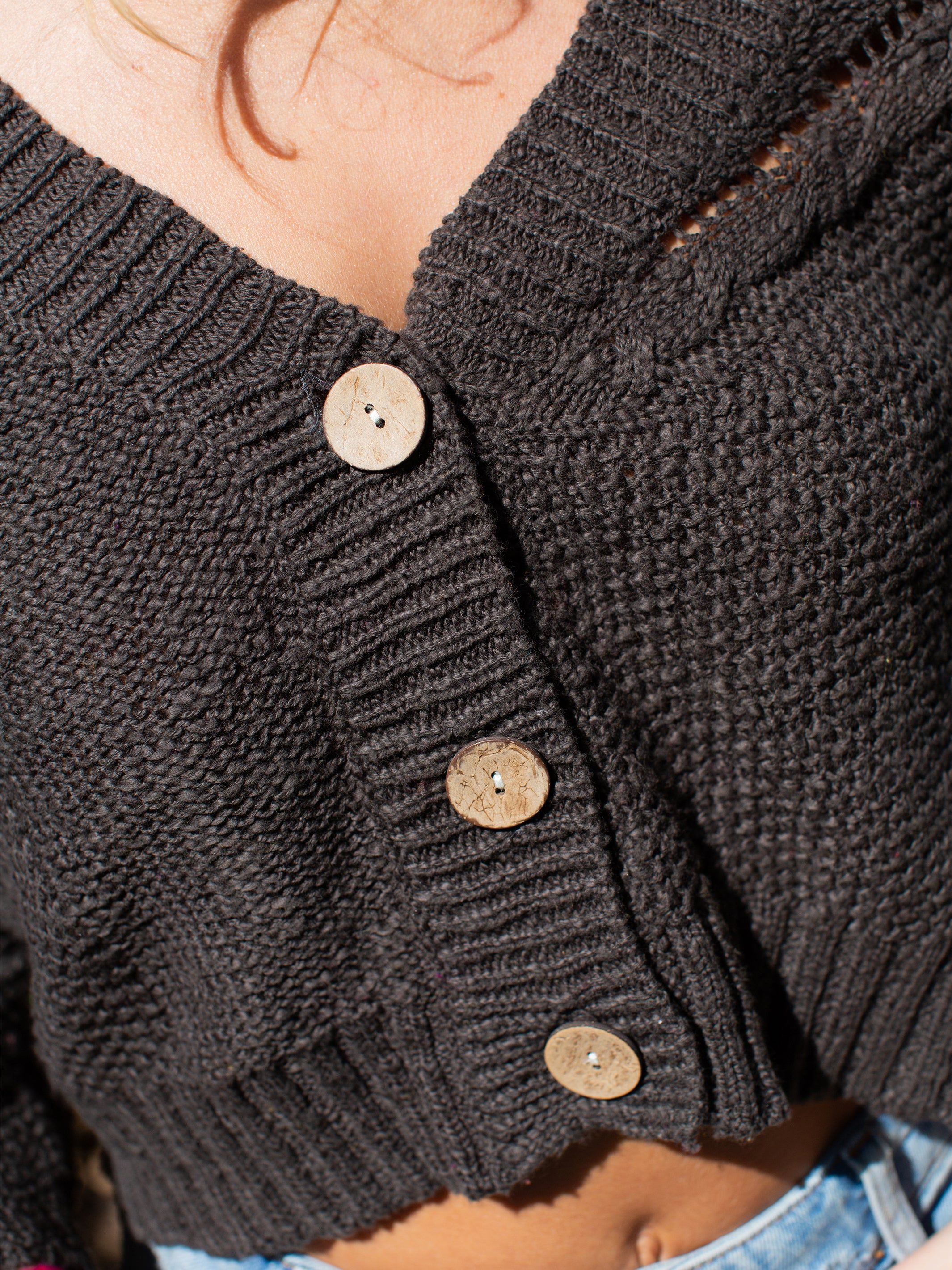 Cable Knit Cardigan - Charcoal sold by NATURAL LIFE product image thumbnail 3
