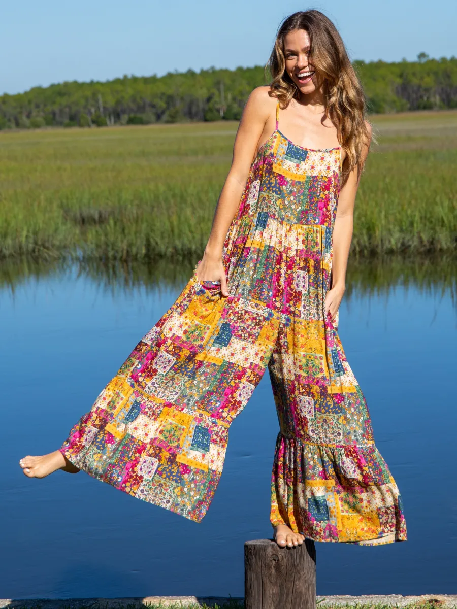 Zoe Wide-Leg Jumpsuit - Mandala Patchwork | Parallel