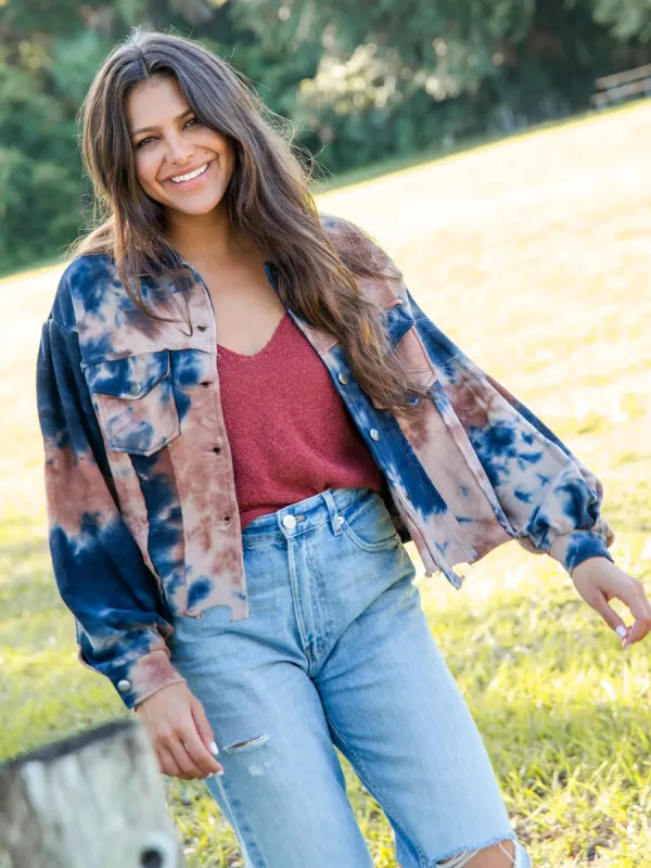 Laney Jacket - Navy Rust Tie-Dye sold by NATURAL LIFE