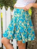 Malia Mini Skirt - Cream Blue Floral Border sold by NATURAL LIFE