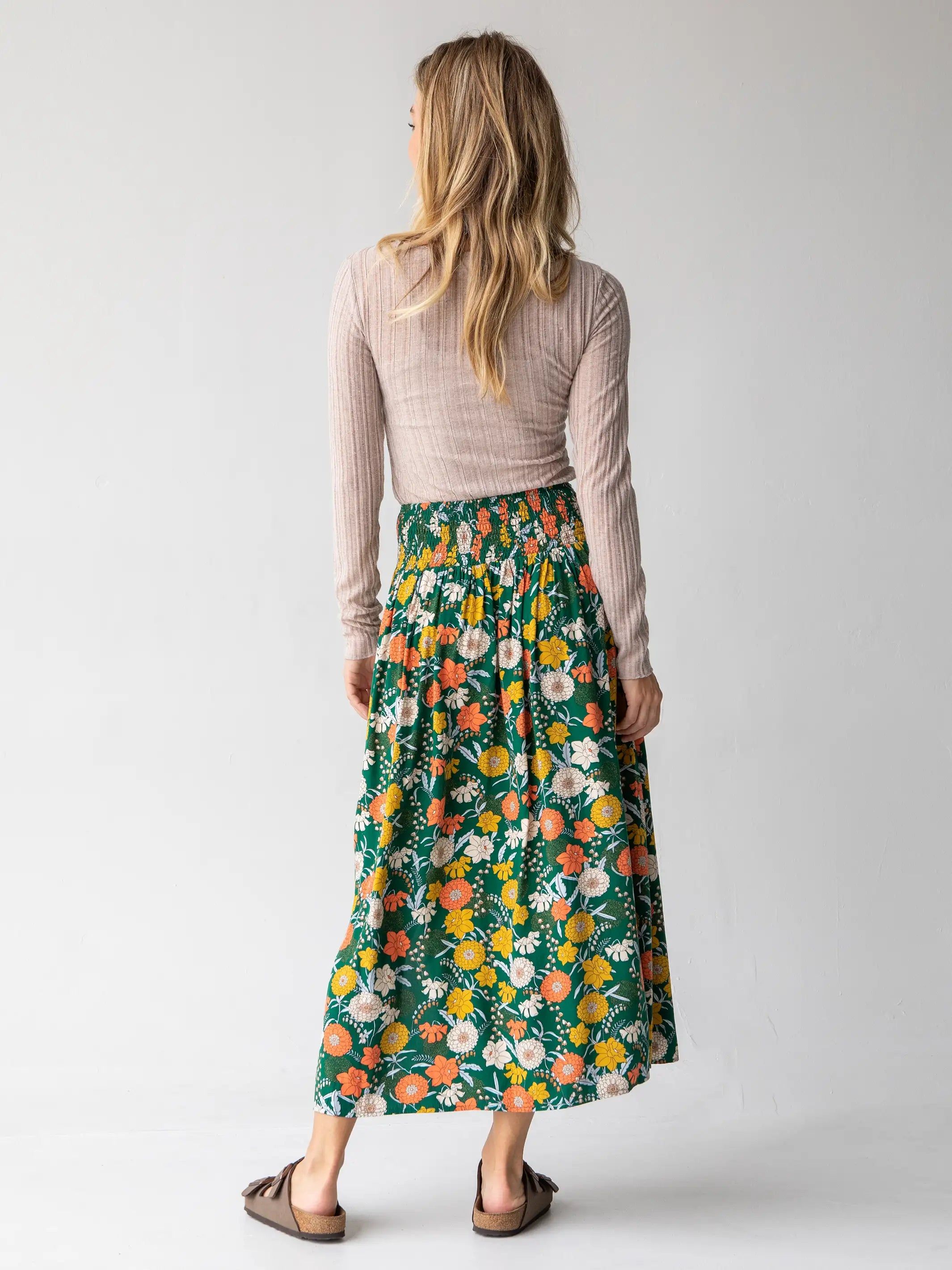 Addie Midi Skirt - Green Yellow Daffodil sold by NATURAL LIFE product image thumbnail 3
