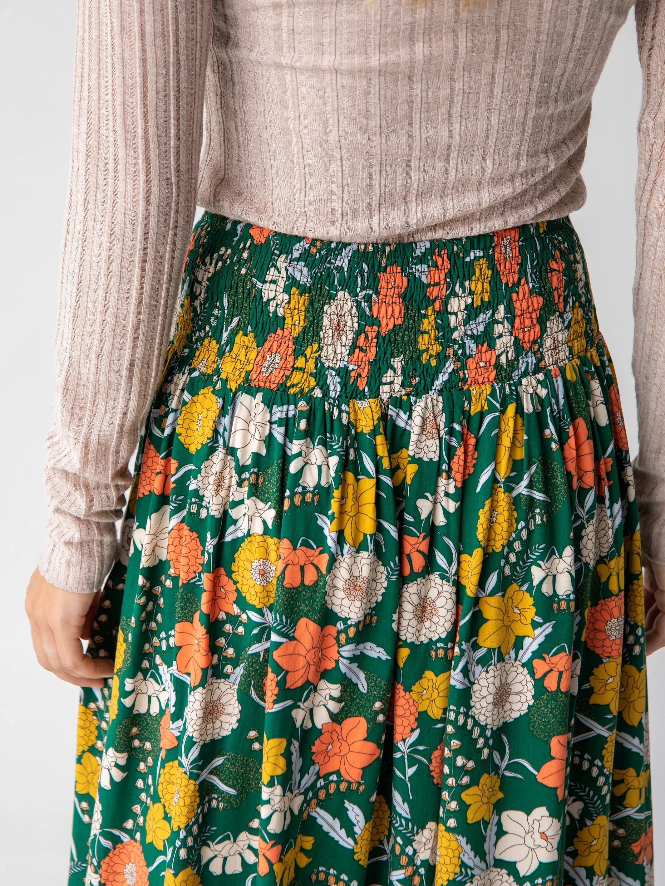Addie Midi Skirt - Green Yellow Daffodil sold by NATURAL LIFE product image thumbnail 4