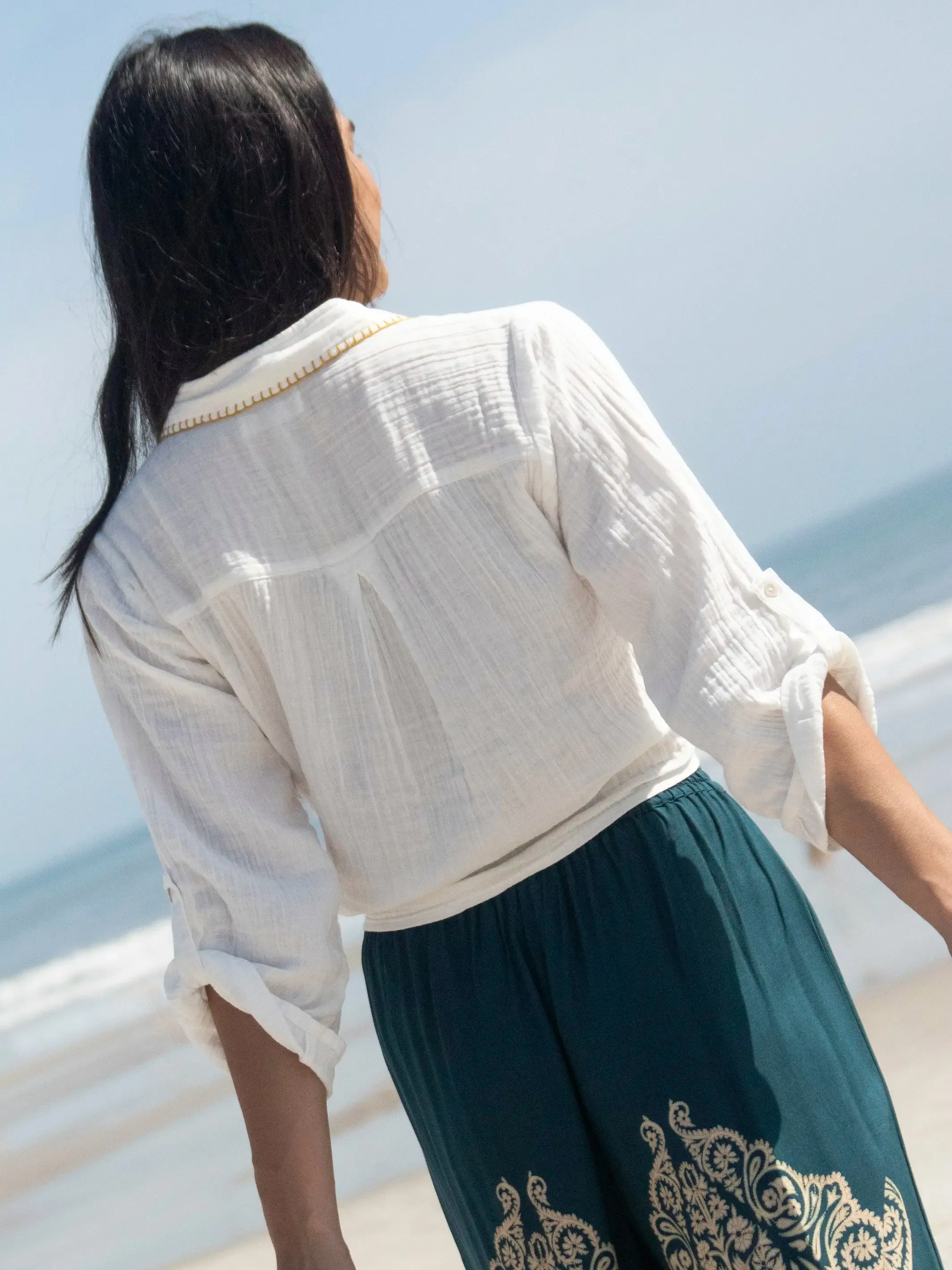 Lola Tie Button Down - White sold by NATURAL LIFE product image thumbnail 4