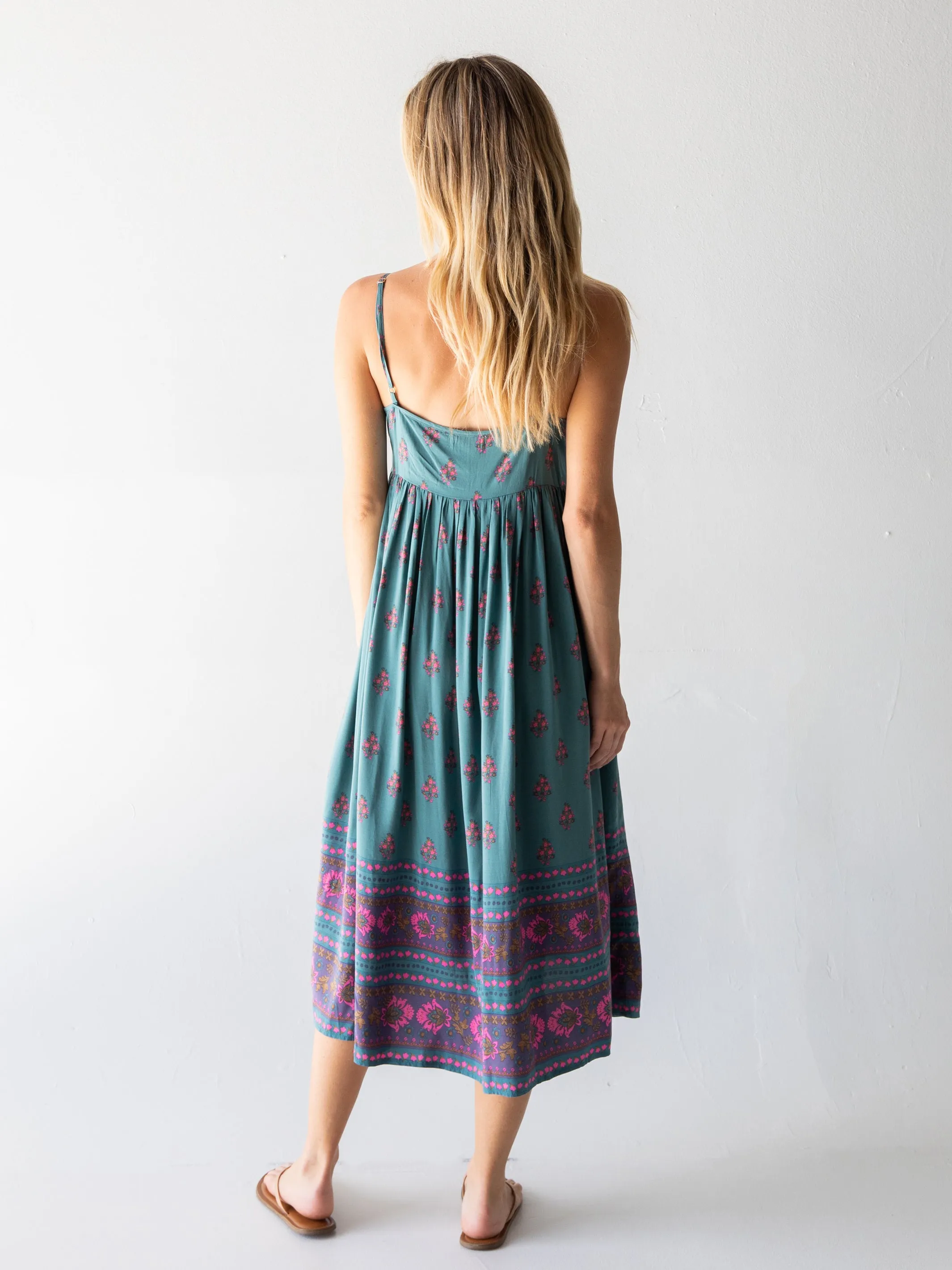 Gigi Midi Dress - Teal Floral Border sold by NATURAL LIFE product image thumbnail 3