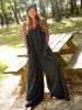 Knit V-Neck Jumpsuit - Charcoal sold by NATURAL LIFE