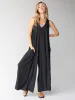 Knit V-Neck Jumpsuit - Charcoal sold by NATURAL LIFE