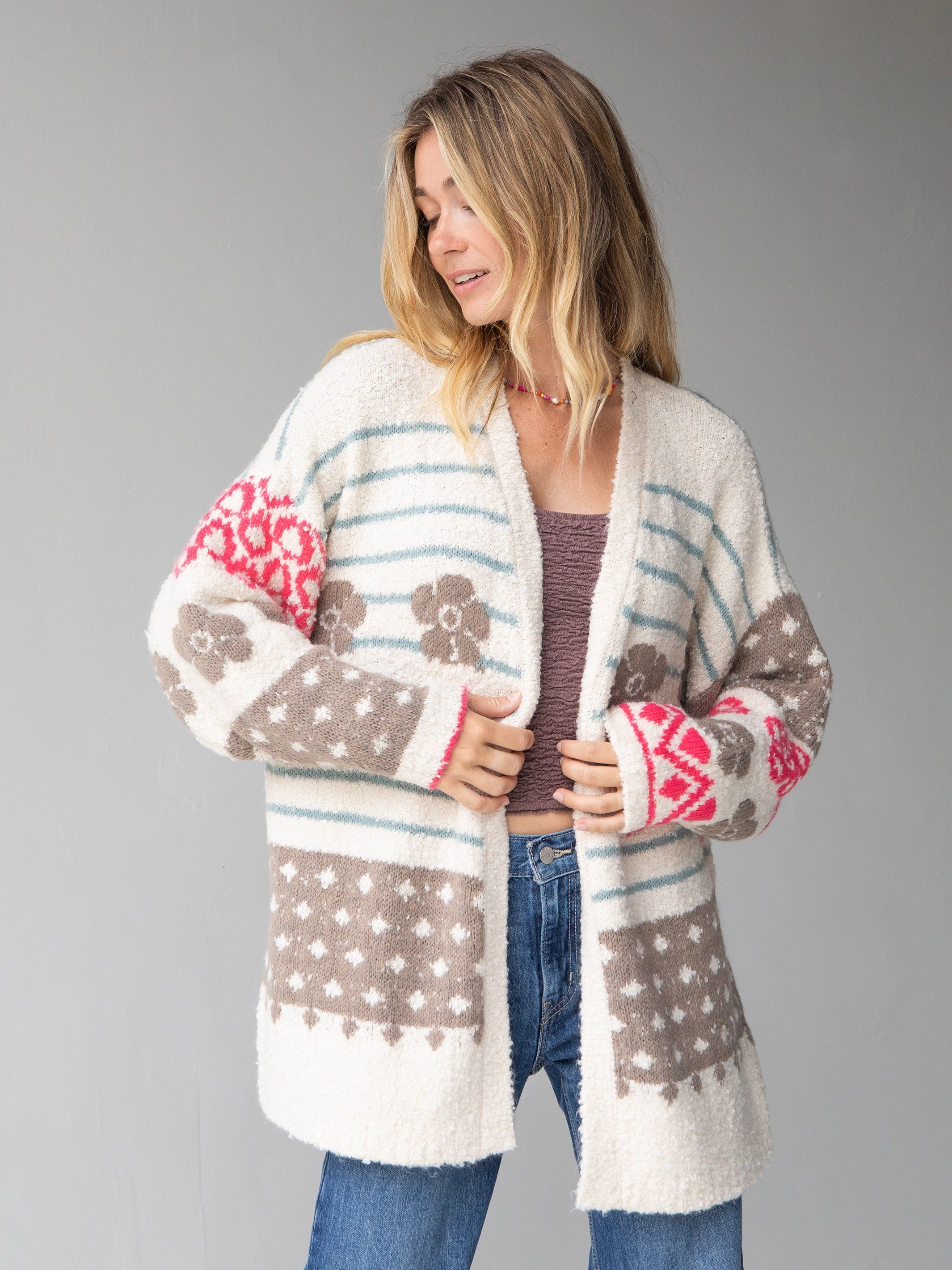Calla Jacquard Cardigan - Cream sold by NATURAL LIFE product image thumbnail 3