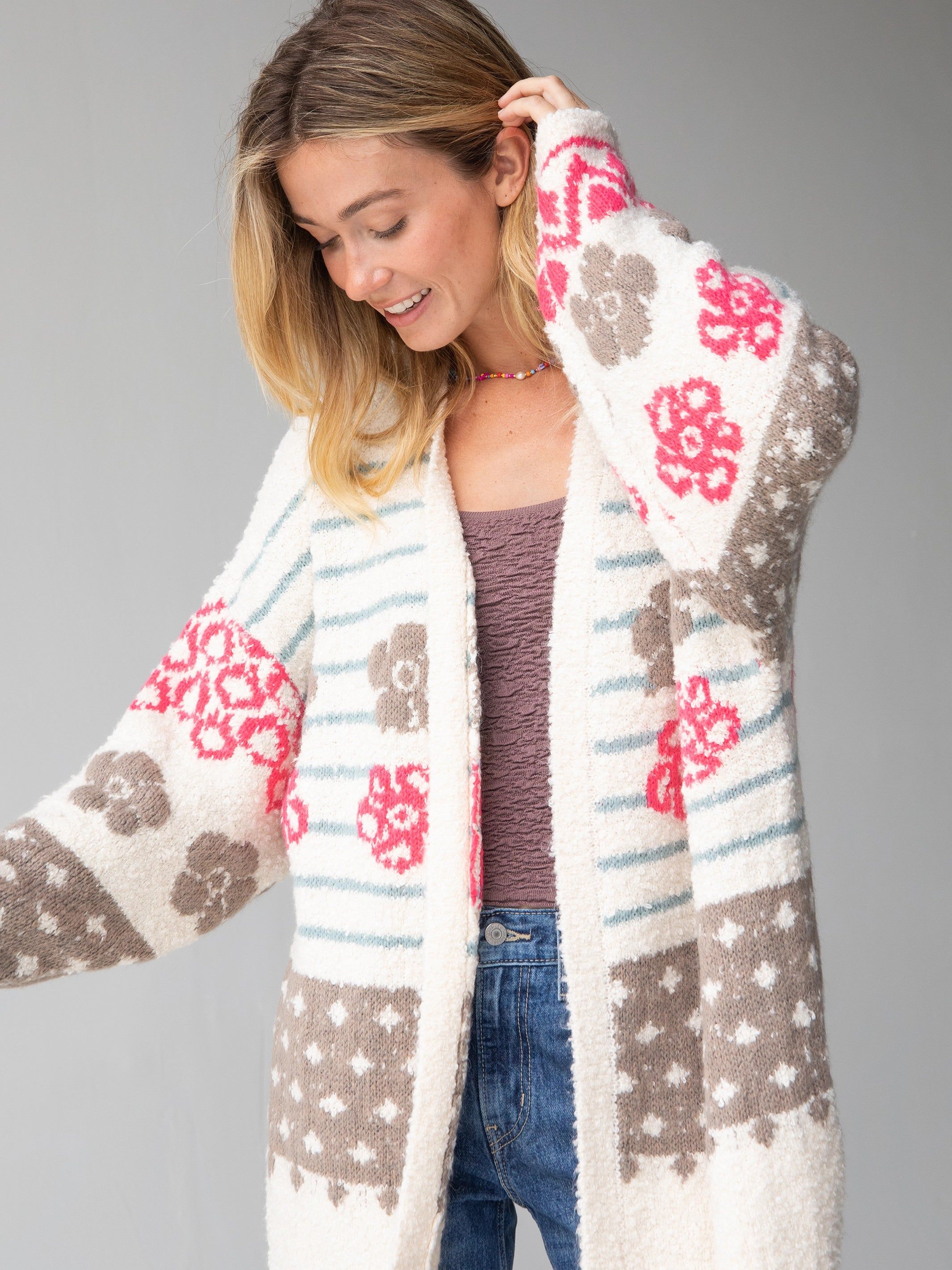 Calla Jacquard Cardigan - Cream sold by NATURAL LIFE