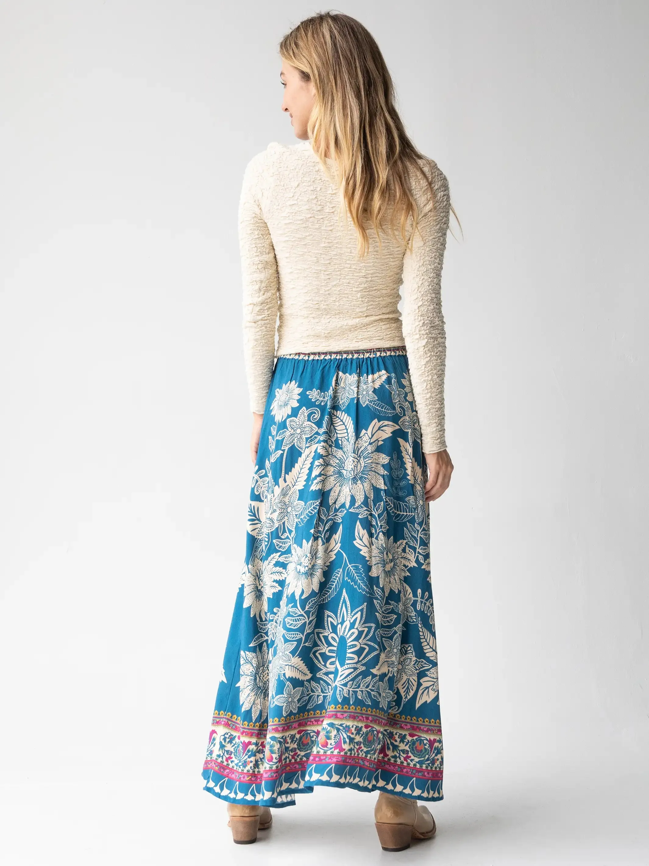 Milena Skirt - Blue Pink Border sold by NATURAL LIFE product image thumbnail 4