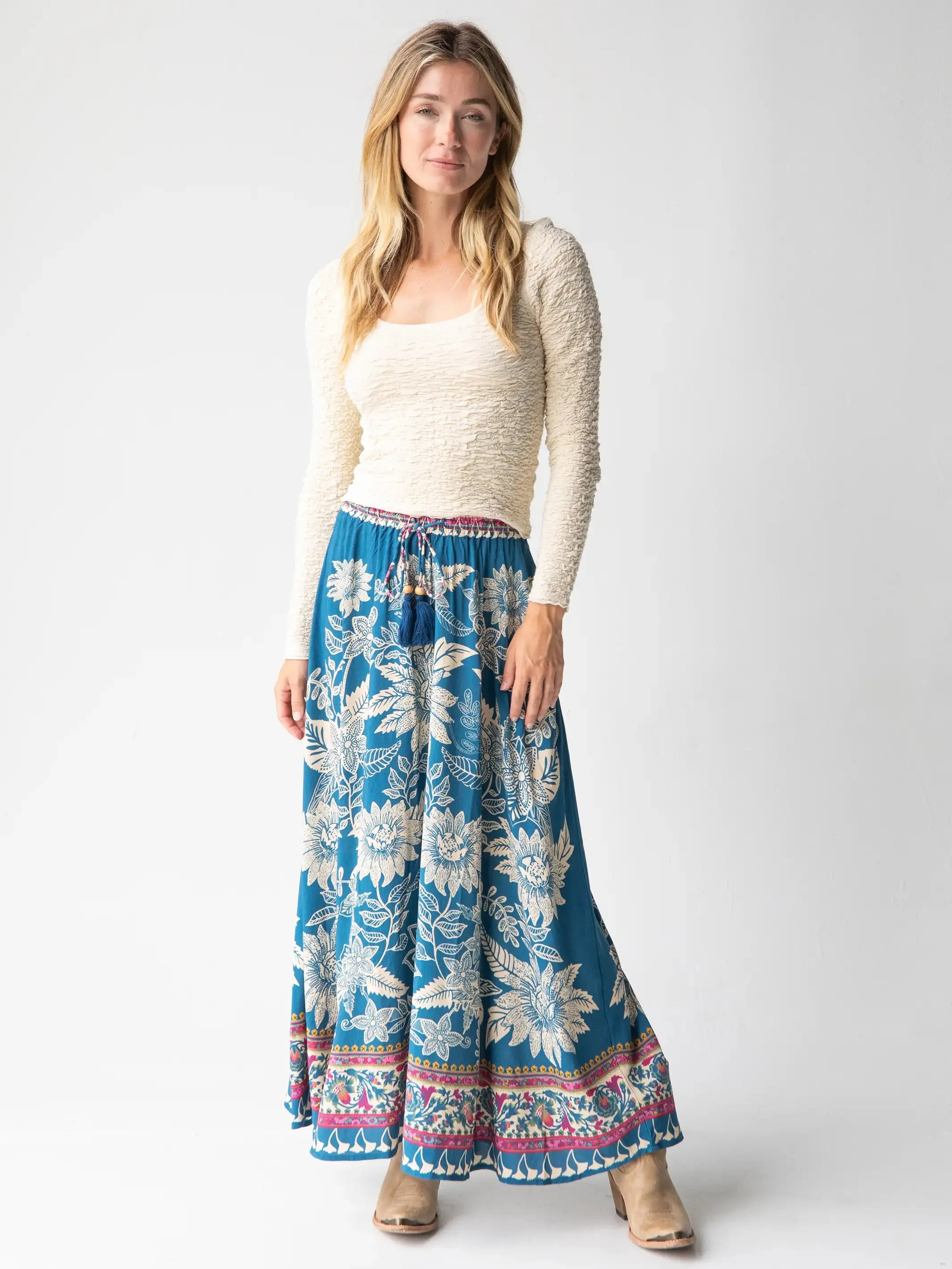Milena Skirt - Blue Pink Border sold by NATURAL LIFE product image thumbnail 3